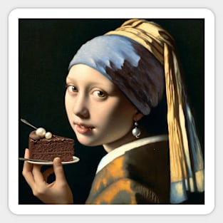 Vermeer's Pearl Earrings & Chocolate Cake Day Sticker